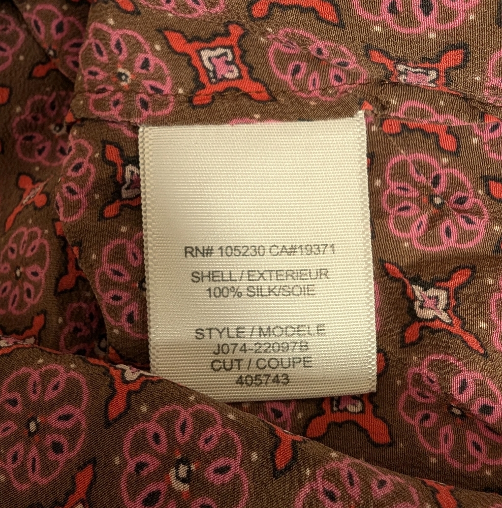 Joie Silk Printed Blouse Large - Picture 7 of 9